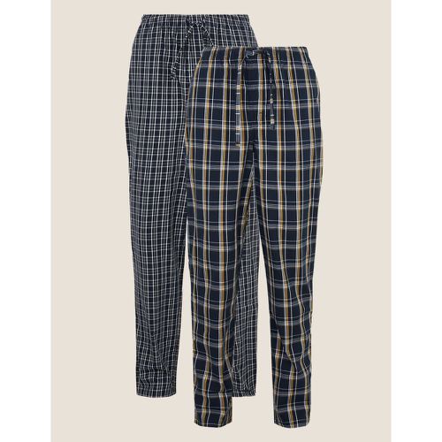 Longer Length 2 Pack Checked Pyjama Bottoms navy - Marks & Spencer - Modalova