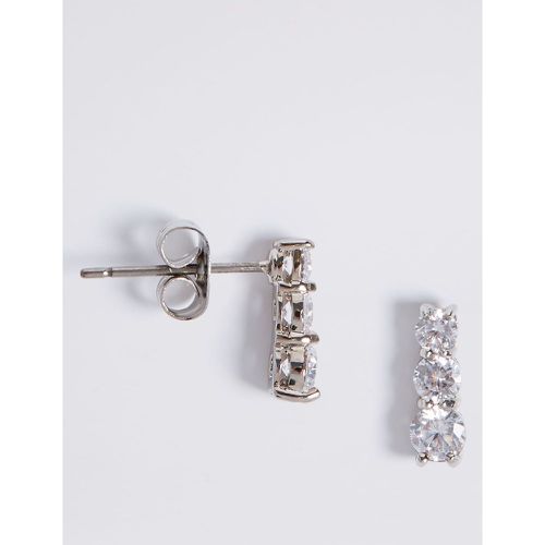 Platinum Plated Triple Diamanté Earrings white - Marks & Spencer - Modalova
