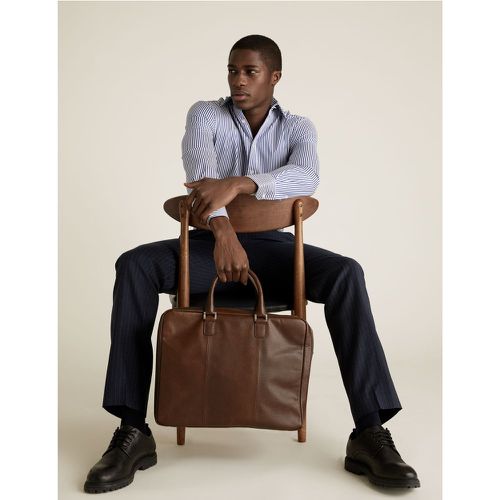 Leather Double Pocket Briefcase brown - Marks & Spencer - Modalova