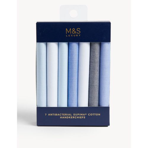 Pack Antibacterial Premium Cotton Handkerchiefs with Sanitized Finish® blue - Marks & Spencer - Modalova