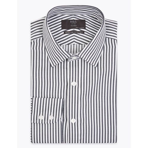 Tailored Fit English Fine Cotton Striped Shirt blue - Marks & Spencer - Modalova