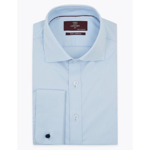 Shorter Length Slim Fit Twill Shirt - Marks & Spencer - Modalova