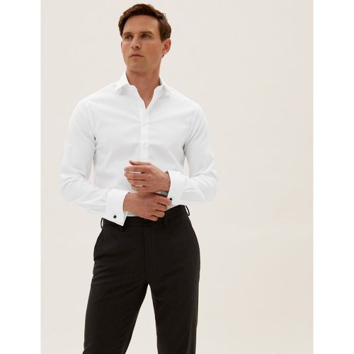 Slim Fit Cotton Stretch Textured Shirt - Marks & Spencer - Modalova