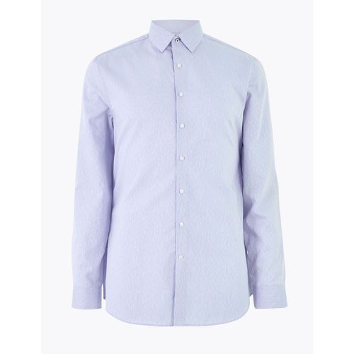Slim Fit Pure Cotton Weave Shirt blue - Marks & Spencer - Modalova