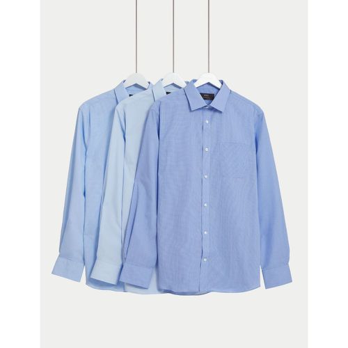 Pack Tailored Fit Long Sleeve Shirts blue - Marks & Spencer - Modalova