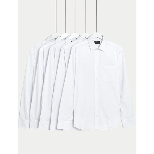 Pack Slim Fit Cotton Long Sleeve Shirts white - Marks & Spencer - Modalova