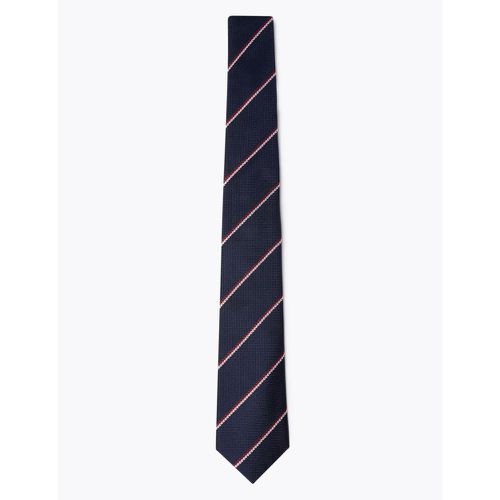Slim Striped Pure Silk Tie navy - Marks & Spencer - Modalova