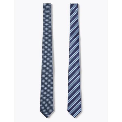 Pack Slim Geometric Striped Ties blue - Marks & Spencer - Modalova