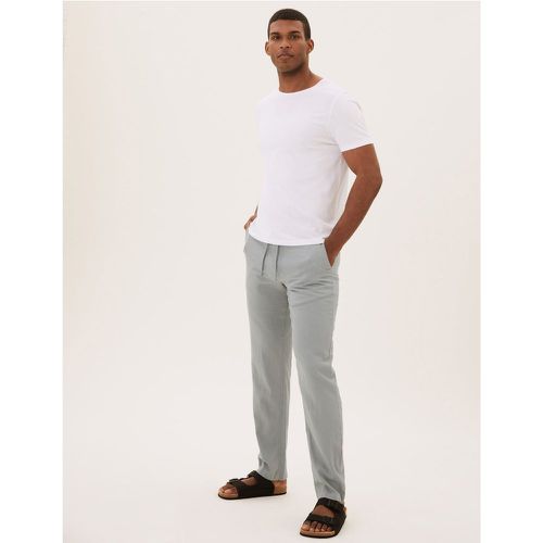 Regular Fit Linen Trousers grey - Marks & Spencer - Modalova