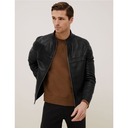 Leather Biker Jacket black - Marks & Spencer - Modalova
