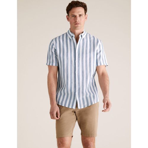 Easy Iron Linen Striped Shirt blue - Marks & Spencer - Modalova