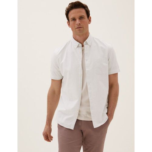 Easy Iron Pure Cotton Pindot Shirt white - Marks & Spencer - Modalova