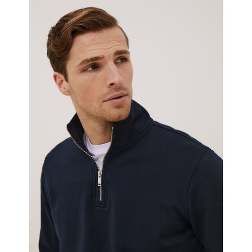 Premium Cotton Half Zip Sweatshirt navy - Marks & Spencer - Modalova