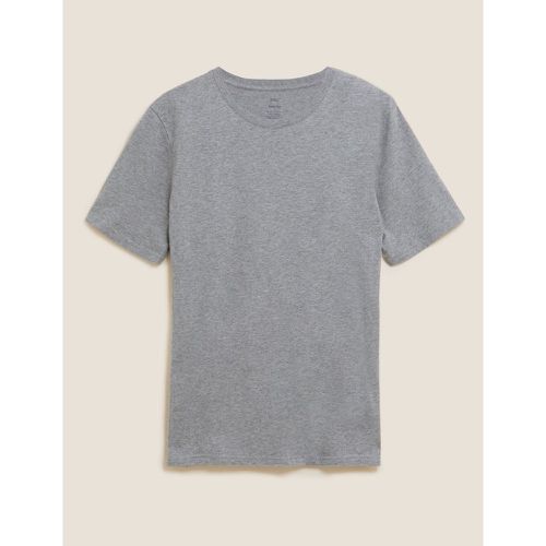 Slim Fit Pure Cotton Crew Neck T-Shirt grey - Marks & Spencer - Modalova