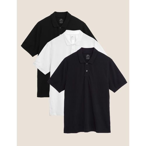 Pack Pure Cotton Polo Shirts navy - Marks & Spencer - Modalova