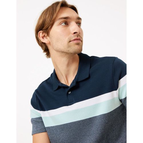 Pure Cotton Striped Knitted Polo Shirt green - Marks & Spencer - Modalova