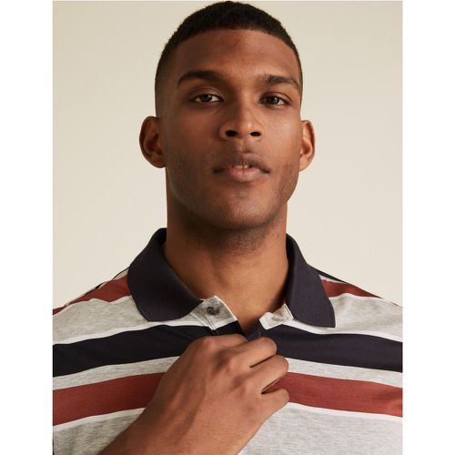 Pure Cotton Striped Polo Shirt grey - Marks & Spencer - Modalova