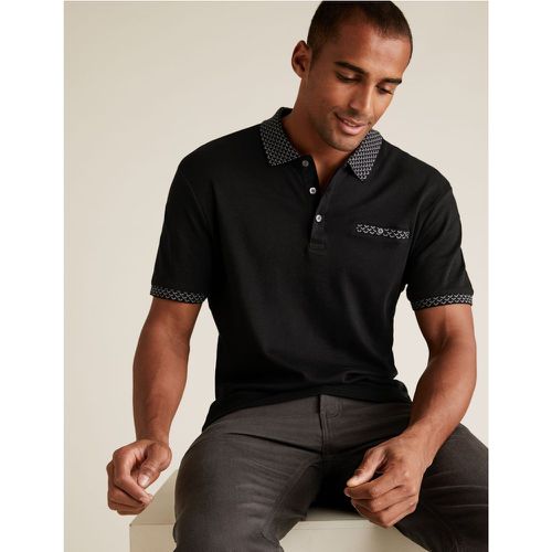 Pure Cotton Jacquard Collar Polo Shirt - Marks & Spencer - Modalova