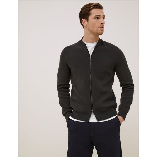 Cotton Knitted Bomber Jacket grey - Marks & Spencer - Modalova