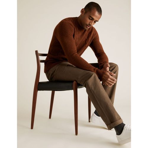 Cable Crew Neck Jumper with Wool brown - Marks & Spencer - Modalova
