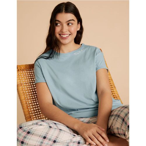 Pure Cotton Time To Dream Slogan Pyjama Set blue - Marks & Spencer - Modalova