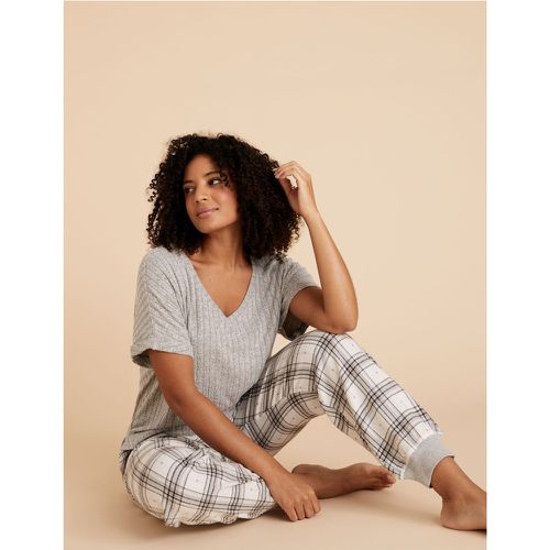 Pure Cotton Checked Pyjama Bottoms grey - Marks & Spencer - Modalova