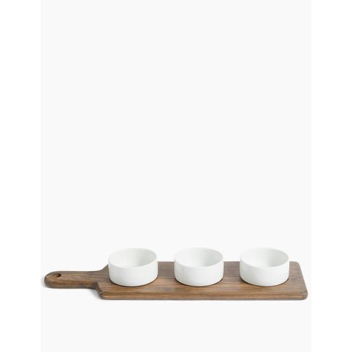 Set of 3 Dip Bowls with Wooden Platter grey - Marks & Spencer - Modalova