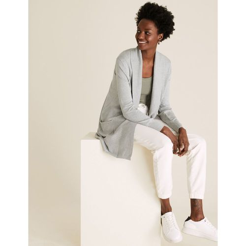 Folded Collar Longline Cardigan grey - Marks & Spencer - Modalova