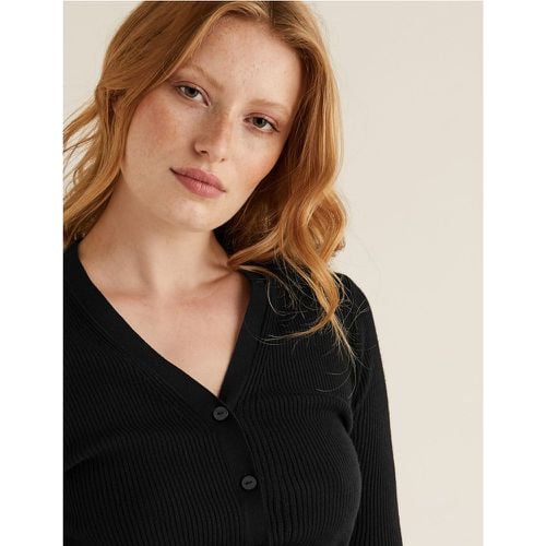 Ribbed Button Front Fitted Cardigan - Marks & Spencer - Modalova