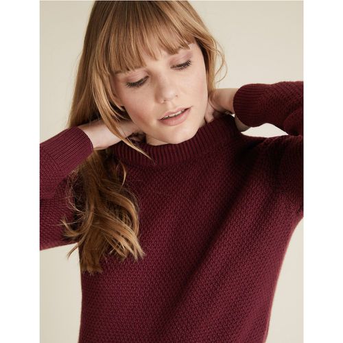 Cotton Textured Crew Neck Jumper with Wool red - Marks & Spencer - Modalova