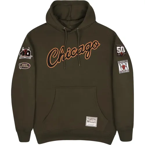 Felpa con cappuccio Chicago Bulls NBA Script Flight - Mitchell & Ness - Modalova