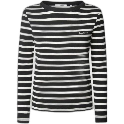 Langarm-T-Shirt mit Rundhalsausschnitt aus Ripp und Streifen rundherum, mit gesticktem Logo Pepe Jeans - MAG11297230 - Modalova