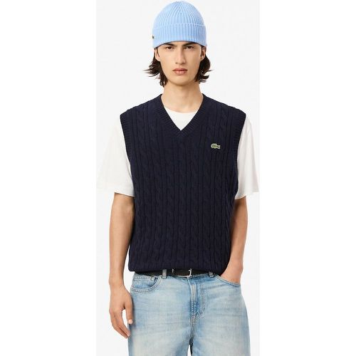 Carded Wool Sleeveless Jumper in Cable Knit - Lacoste - Modalova