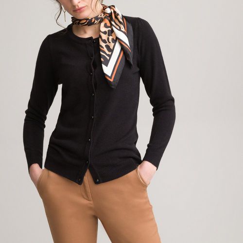 Buttoned Crew Neck Cardigan in Fine Knit - Anne weyburn - Modalova