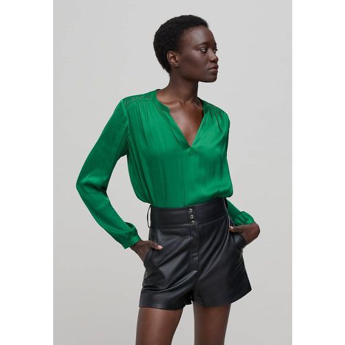 Recycled Crinkle Look Blouse with V-Neck and Long Sleeves - IKKS - Modalova