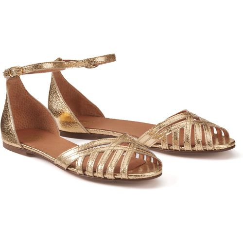 Metallic Leather Sandals with Ankle Strap and Flat Heel - LA REDOUTE COLLECTIONS - Modalova