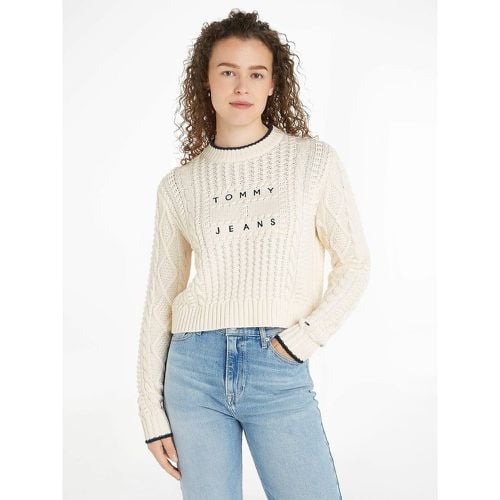 Cable Knit Cropped Jumper in Cotton Mix - Tommy Jeans - Modalova