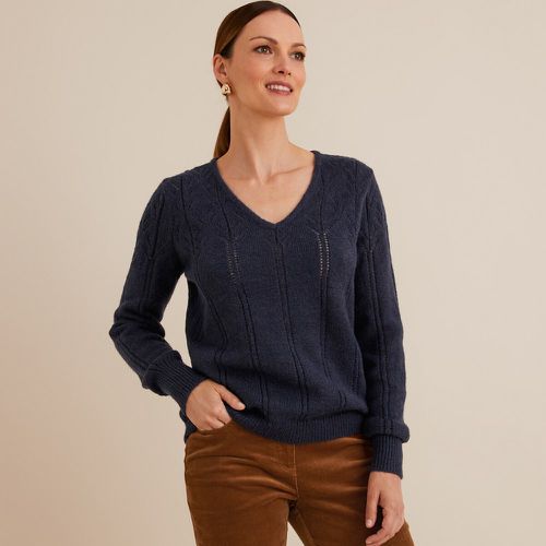 Fine Pointelle Knit Jumper with V-Neck - Anne weyburn - Modalova