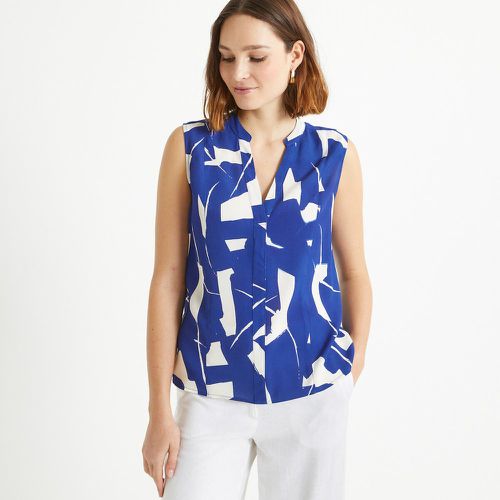 Geometric Print Sleeveless Blouse with Grandad Collar - Anne weyburn - Modalova