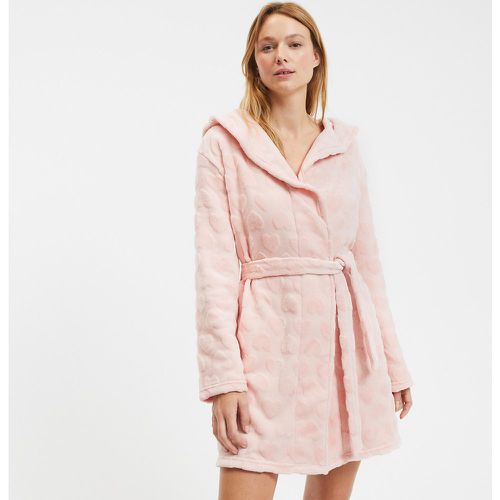 Fleece Embossed Heart Bathrobe with Hood - Anne weyburn - Modalova