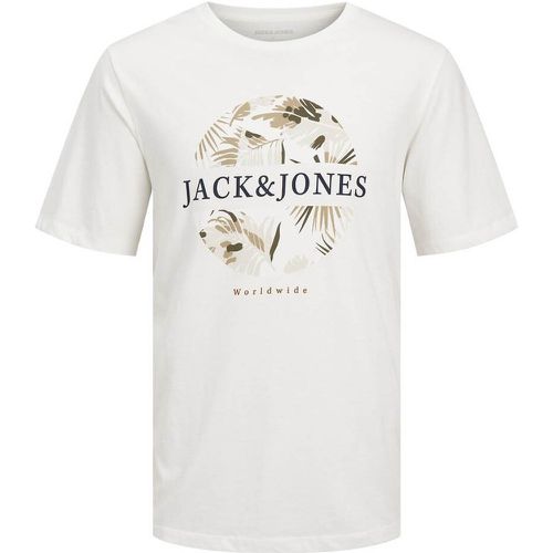 Logo Print Cotton T-Shirt with Crew Neck - jack & jones - Modalova