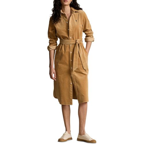 Cotton Shirt Dress with Tie Waist and Long Sleeves - Polo Ralph Lauren - Modalova