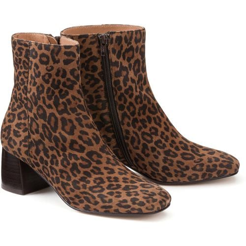 Signatures Ankle Boots in Leopard Print Suede with Heel - LA REDOUTE COLLECTIONS - Modalova