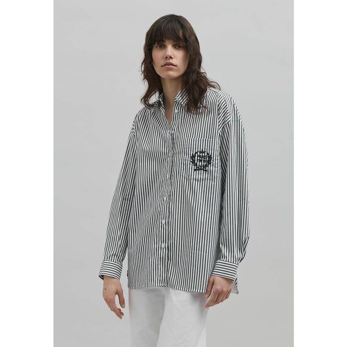 Striped Oversize Shirt in Cotton Mix with Long Sleeves - IKKS - Modalova