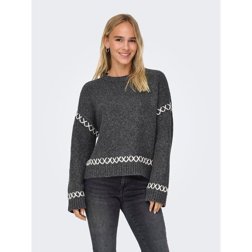 Crew Neck Jumper with Contrasting Seam Details - Only - Modalova