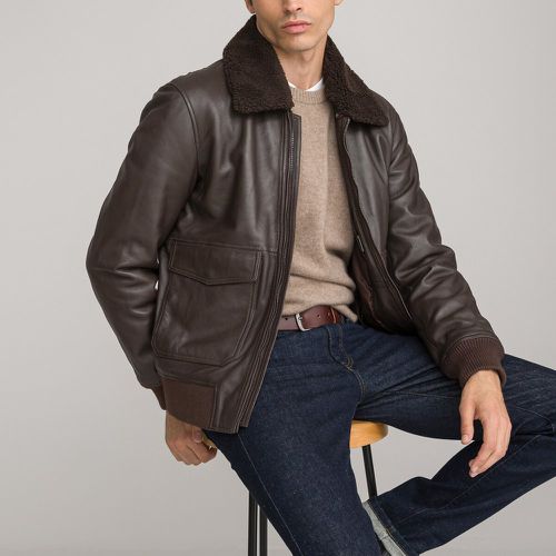 Smooth Leather Aviator Jacket with Sherpa Collar - LA REDOUTE COLLECTIONS - Modalova