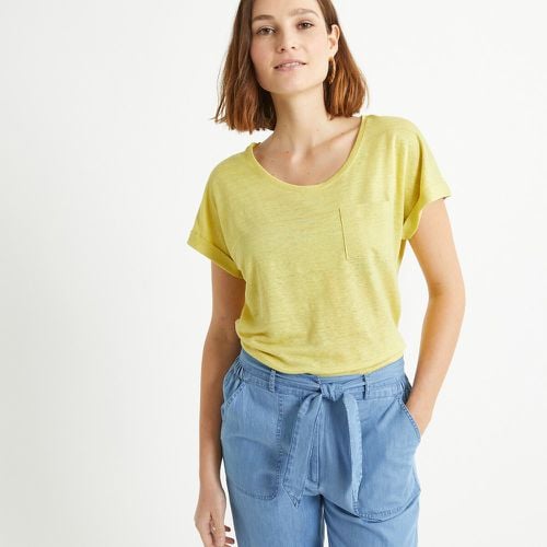 Linen Scoop Neck T-Shirt with Short Sleeves - Anne weyburn - Modalova