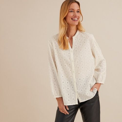 Broderie Anglaise Blouse with Crew Neck and 3/4 Length Sleeves - Anne weyburn - Modalova