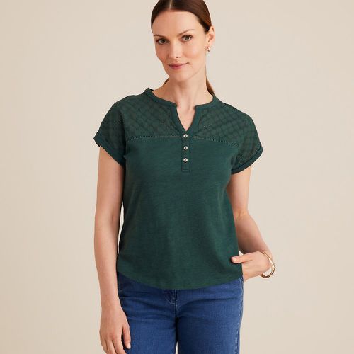 Cotton Grandad Collar T-Shirt with Short Sleeves - Anne weyburn - Modalova