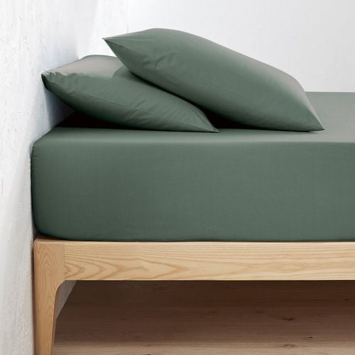 Scenario Plain 100% Organic Cotton Percale 200 Thread Count Fitted Sheet - LA REDOUTE INTERIEURS - Modalova